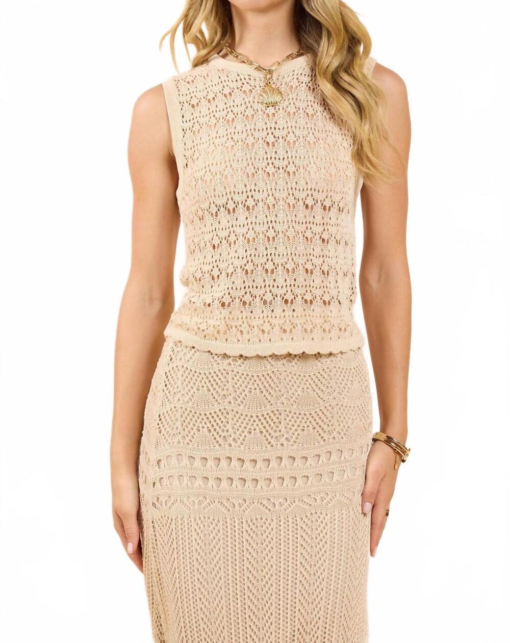 NEW SADIE & SAGE dya scallop hem sweater tank in cream